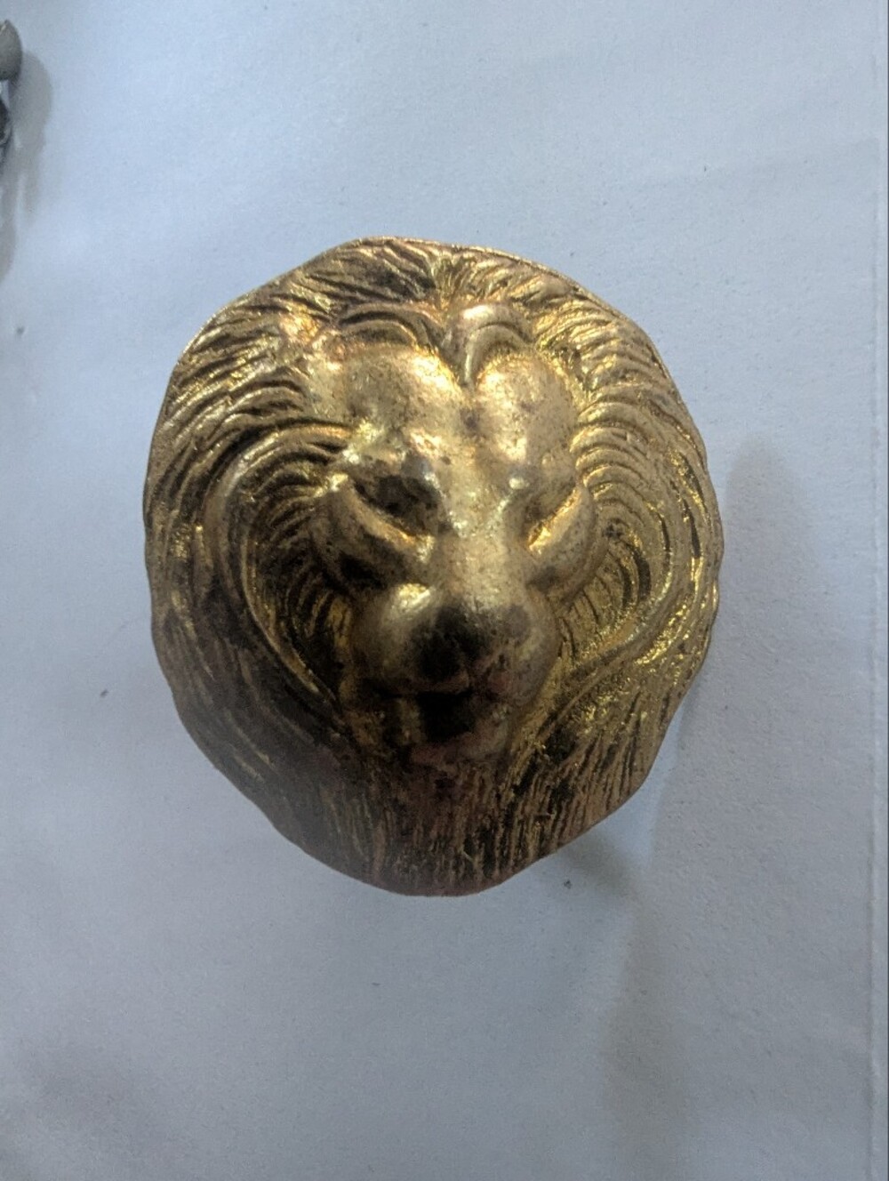 Vintage Burnished Gold Adjustable Lion Lioness Statement Ring Jewelry